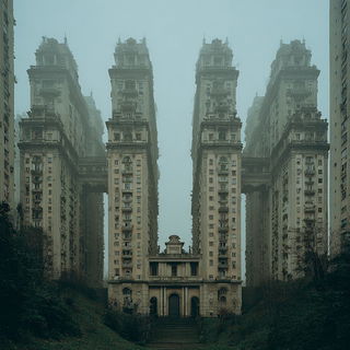 Ruinferrous style, Midjourney V7: megacity with futuristic bioarchitecture