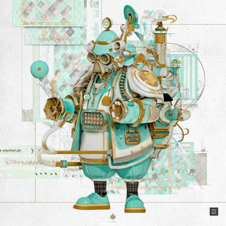 Goldwing Citadel style, Midjourney V7: concept art character design of retropunk steam knight
