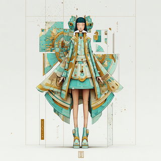 Goldwing Citadel style, Midjourney V7: haute-couture fashion outfit