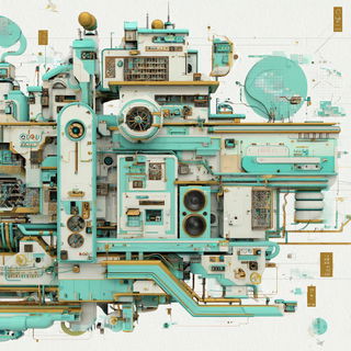 Goldwing Citadel style, Midjourney V7: technical infrastructure blueprint schematics
