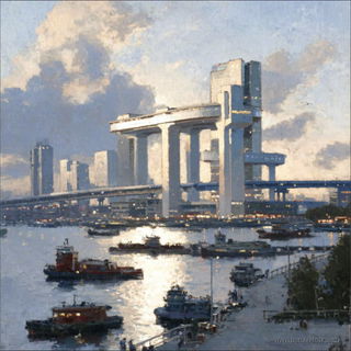 Cloudscar Canticle style, Midjourney V7: megacity with futuristic bioarchitecture