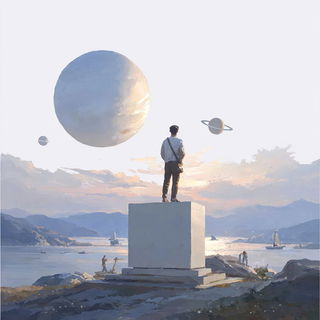 Cloudscar Canticle style, Midjourney V7: editorial illustration for popular scientific magazine cover