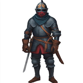 Ruinfresco style, Midjourney V7: concept art character design of retropunk steam knight