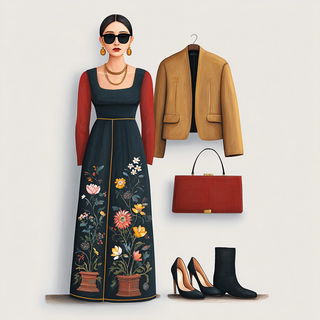 Ruinfresco style, Midjourney V7: haute-couture fashion outfit