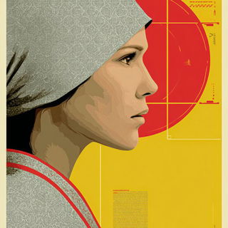 Elephantine Sunprint style, Midjourney V7: photographic portrait of female protagonist