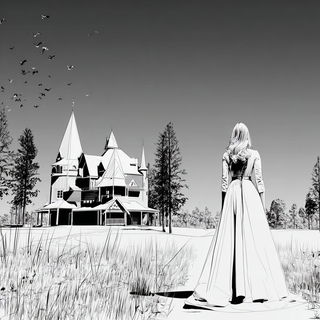 Satellite Jacquard style, Midjourney V7: retro fairy-tale illustration
