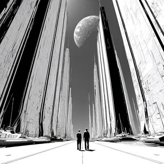 Satellite Jacquard style, Midjourney V7: cinematic shot from sci-fi movie