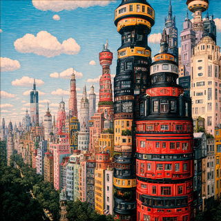 Chromagild style, Midjourney V7: megacity with futuristic bioarchitecture