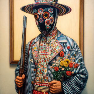 Chromagild style, Midjourney V7: traditional folk art