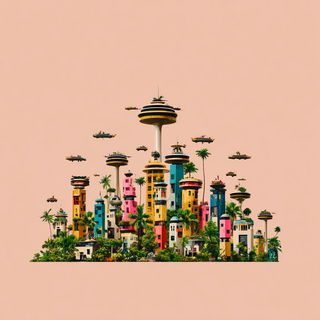 Vanbloom style, Midjourney V7: megacity with futuristic bioarchitecture