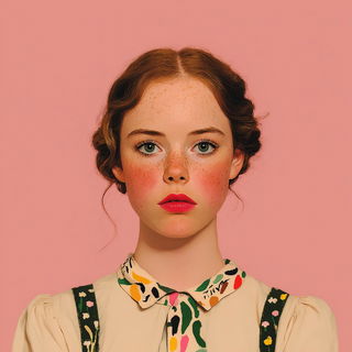 Vanbloom style, Midjourney V7: photographic portrait of female protagonist
