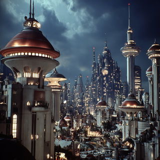 Neocelestism style, Midjourney V7: megacity with futuristic bioarchitecture