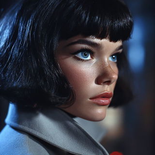 Neocelestism style, Midjourney V7: photographic portrait of female protagonist