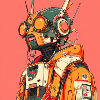 Gearflora style, Midjourney V7: concept art character design of retropunk steam knight