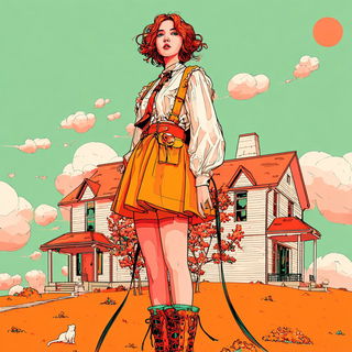 Gearflora style, Midjourney V7: retro fairy-tale illustration