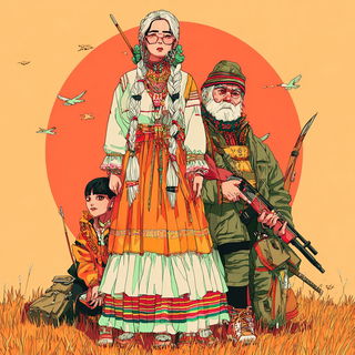 Gearflora style, Midjourney V7: traditional folk art
