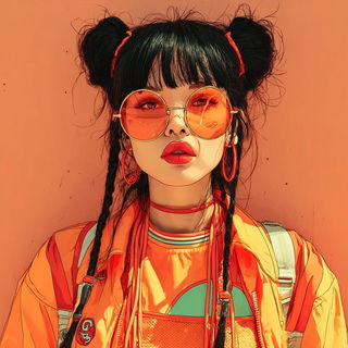 Gearflora style, Midjourney V7: photographic portrait of female protagonist