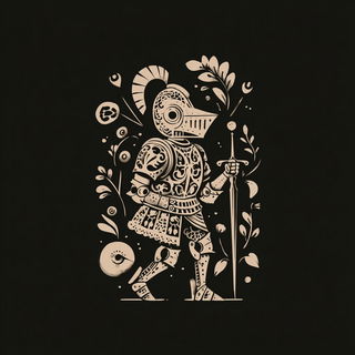Folklign style, Midjourney V7: concept art character design of retropunk steam knight