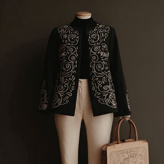 Folklign style, Midjourney V7: haute-couture fashion outfit