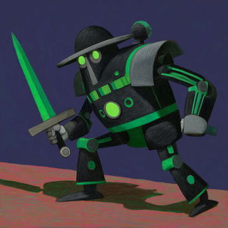 Parallax Briar style, Midjourney V7: concept art character design of retropunk steam knight