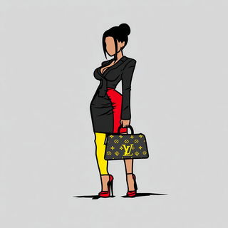 Blackorbit Comics style, Midjourney V7: haute-couture fashion outfit