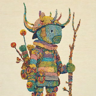 Cavernous Chromabiosis style, Midjourney V7: traditional folk art