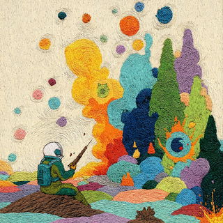 Cavernous Chromabiosis style, Midjourney V7: editorial illustration for popular scientific magazine cover