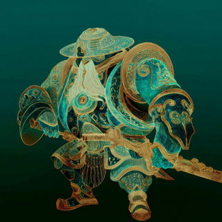 Moonstair Serigraph style, Midjourney V7: concept art character design of retropunk steam knight
