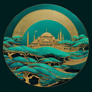 Moonstair Serigraph style, Midjourney V7: bold minimalist logo design for Istanbul city municipal services