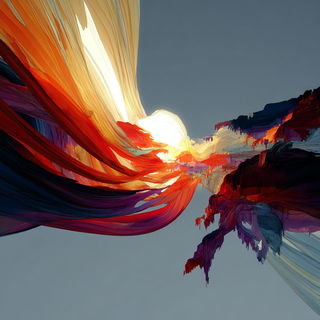 Paintspill Big Top style, Midjourney V7: abstract 3D render