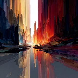 Paintspill Big Top style, Midjourney V7: megacity with futuristic bioarchitecture
