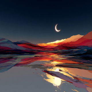 Paintspill Big Top style, Midjourney V7: realistic landscape photograph of quiet dawn