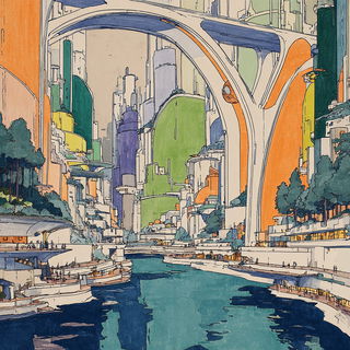 Verduraform style, Midjourney V7: megacity with futuristic bioarchitecture