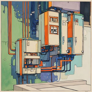 Verduraform style, Midjourney V7: technical infrastructure blueprint schematics