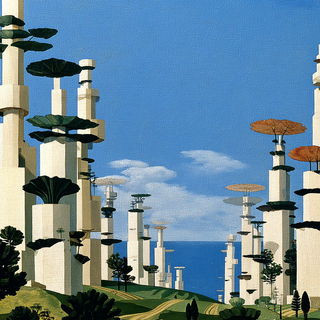 Coastalcircus style, Midjourney V7: megacity with futuristic bioarchitecture