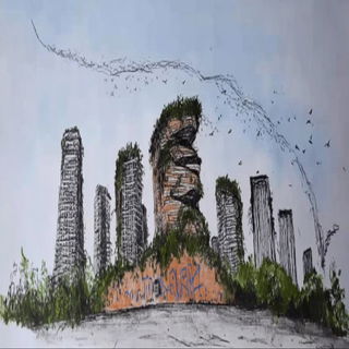 Sketchpilgrimage style, Midjourney V7: megacity with futuristic bioarchitecture