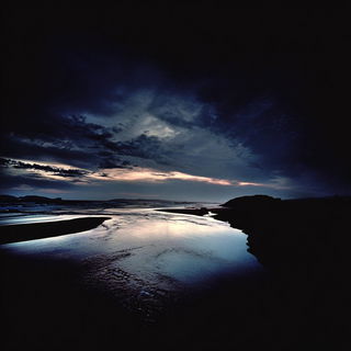 Nightfall Reliefography style, Midjourney V7: realistic landscape photograph of quiet dawn
