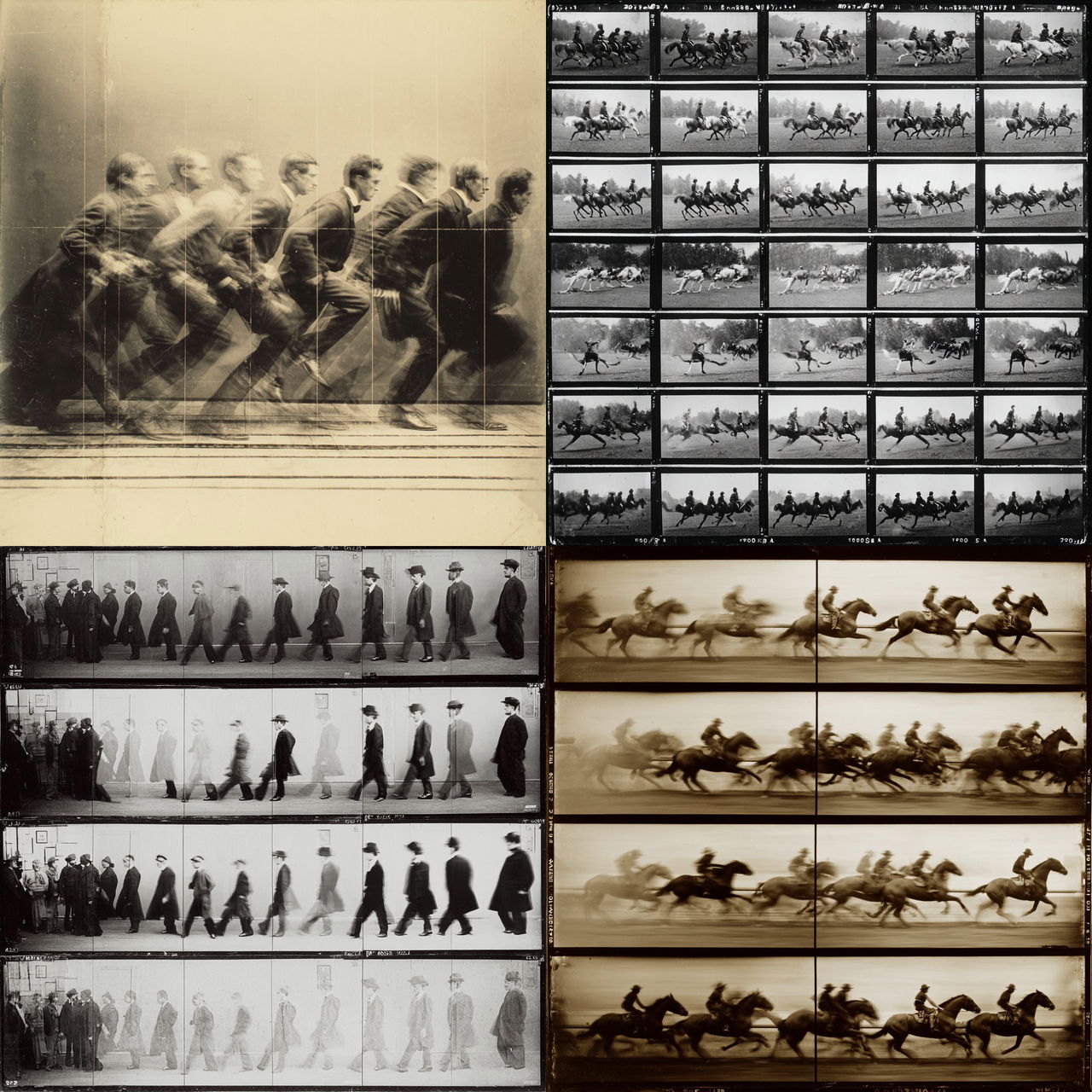 Eadweard Muybridge style, Midjourney V7, render 1 of 4