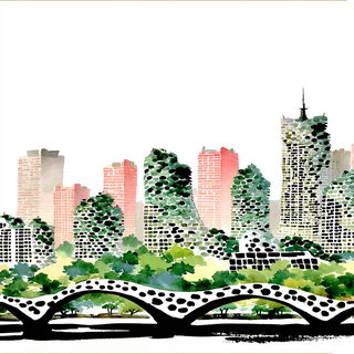 Inkterrace style, Midjourney V7: megacity with futuristic bioarchitecture