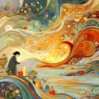 Pilgrim Current style, Midjourney V7: editorial illustration for popular scientific magazine cover