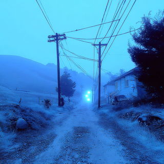 Submergothic style, Midjourney V7: realistic landscape photograph of quiet dawn