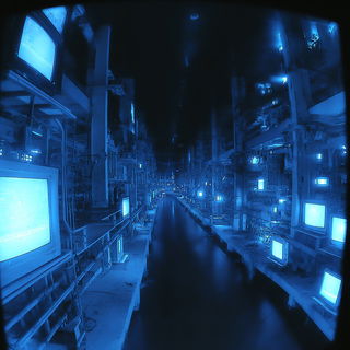 Submergothic style, Midjourney V7: technical infrastructure blueprint schematics