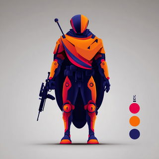 Orange Sundial style, Midjourney V7: concept art character design of retropunk steam knight