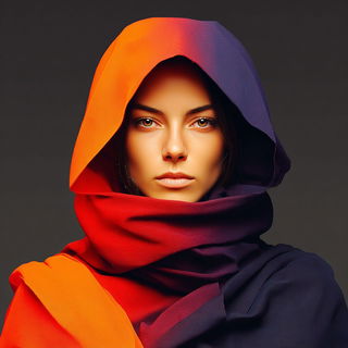 Orange Sundial style, Midjourney V7: photographic portrait of female protagonist