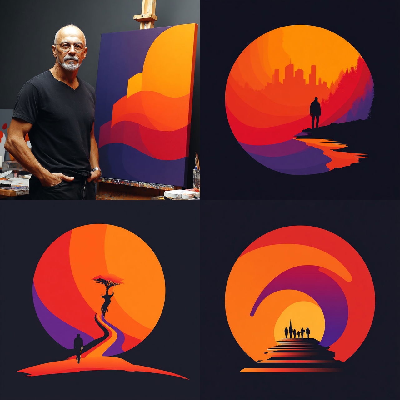 Orange Sundial style, Midjourney V7, render 1 of 4