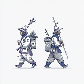 Sparse Mechanist Fieldwork style, Midjourney V7: traditional folk art