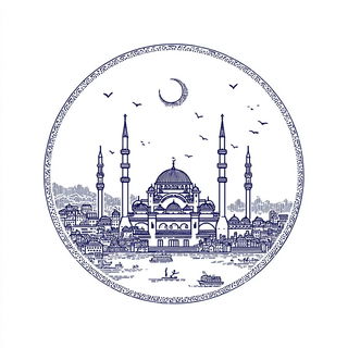 Sparse Mechanist Fieldwork style, Midjourney V7: bold minimalist logo design for Istanbul city municipal services
