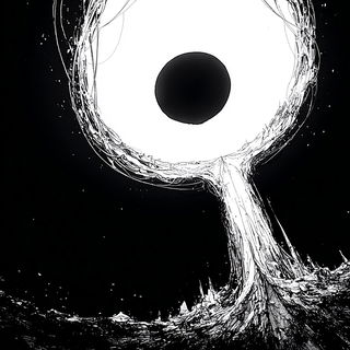 Caustic Silhouette style, Midjourney V7: abstract 3D render