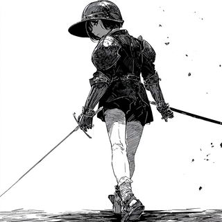 Caustic Silhouette style, Midjourney V7: concept art character design of retropunk steam knight