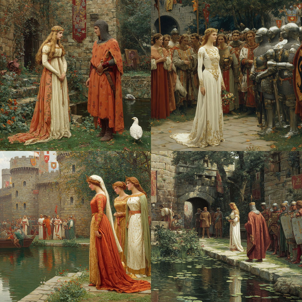 Edmund Leighton style, Midjourney V7, render 1 of 4